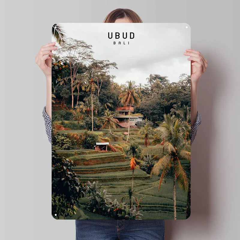 Home Decor Ubud - لوحة معدنية بتصميم مدينة أوبود الشهيرة،