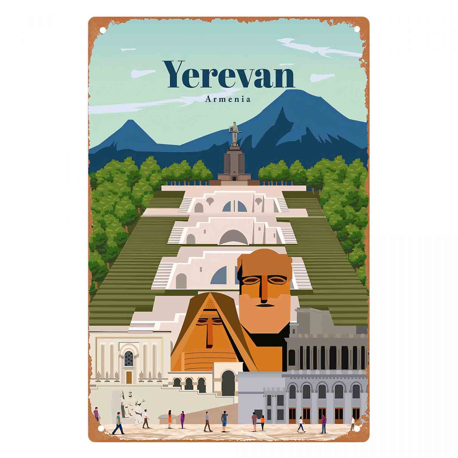Home Decor Yerevan - لافتة معدنية مسطحة ثنائية الأبعاد بتصميم