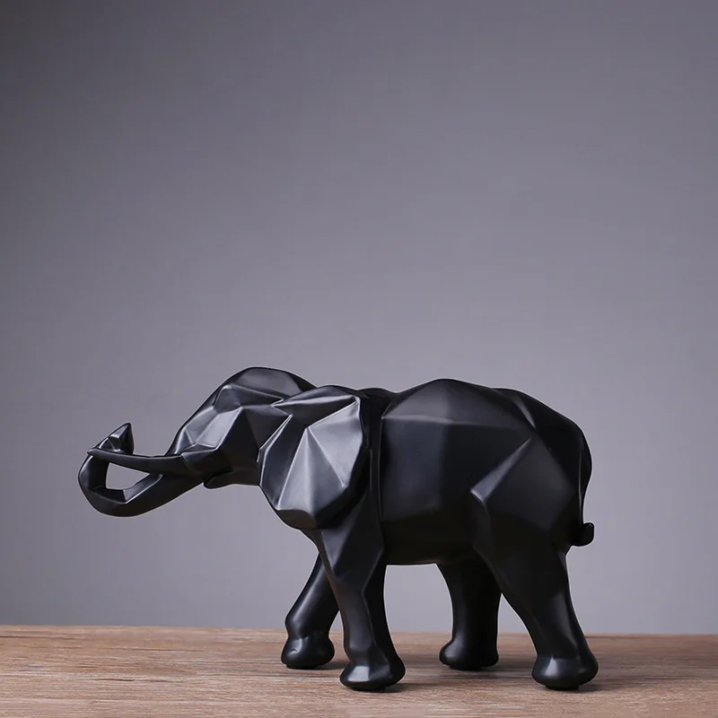 Abstract Sculpture Resin - تمثال الفيل الأسود من الراتنج الإبداعي،