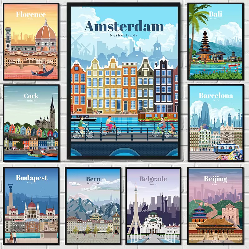 Home Decor London - لوحة ماسية لامنية: أمستردام، طوكيو، لندن،