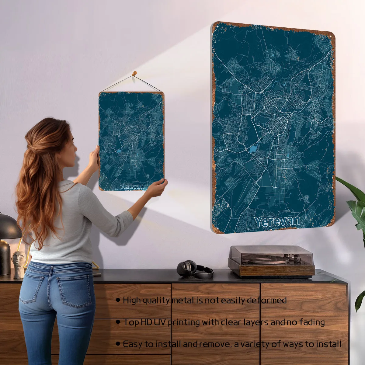 لافتة معدنية بتصميم خريطة مدين - مراجعة Home Decor Yerevan وسعره