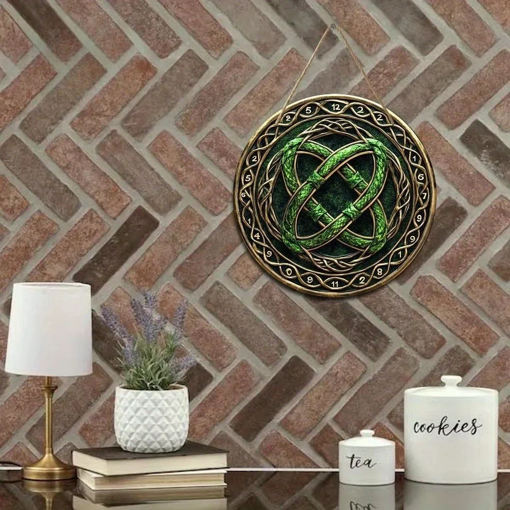 شعار خشبي دائري بعقدة سلتيك ري - مراجعة Home Decor Logo Design وسعره