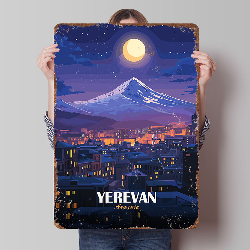 لوحة معدنية لمشهد ليلي ليريفان - مراجعة Home Decor Yerevan وسعره