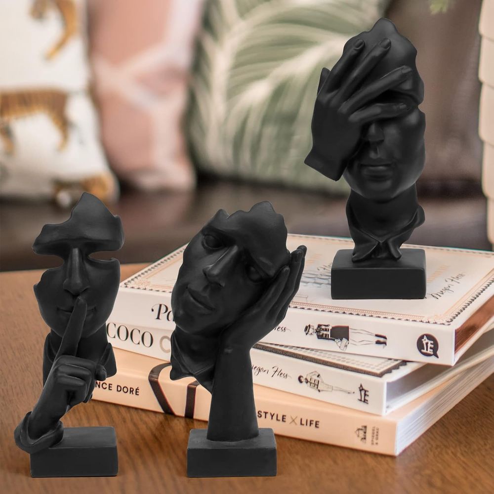 3 قطع تماثيل المفكر، تمثال فني - مراجعة Abstract Sculpture Resin وسعره
