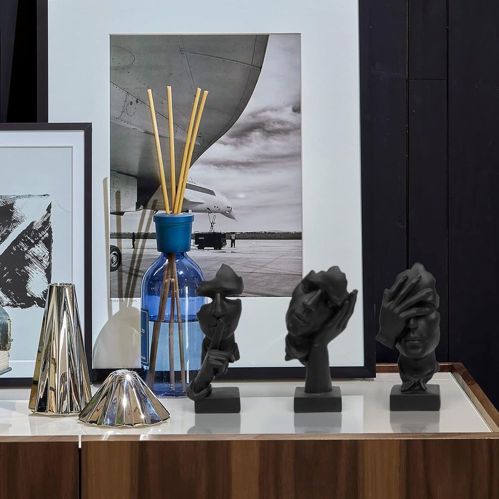 3 قطع تماثيل المفكر، تمثال فني - مراجعة Abstract Sculpture Resin وسعره