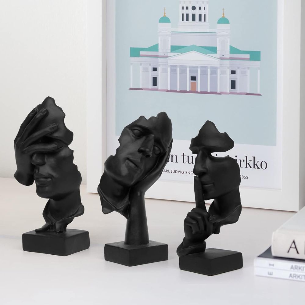 3 قطع تماثيل المفكر، تمثال فني - مراجعة Abstract Sculpture Resin وسعره