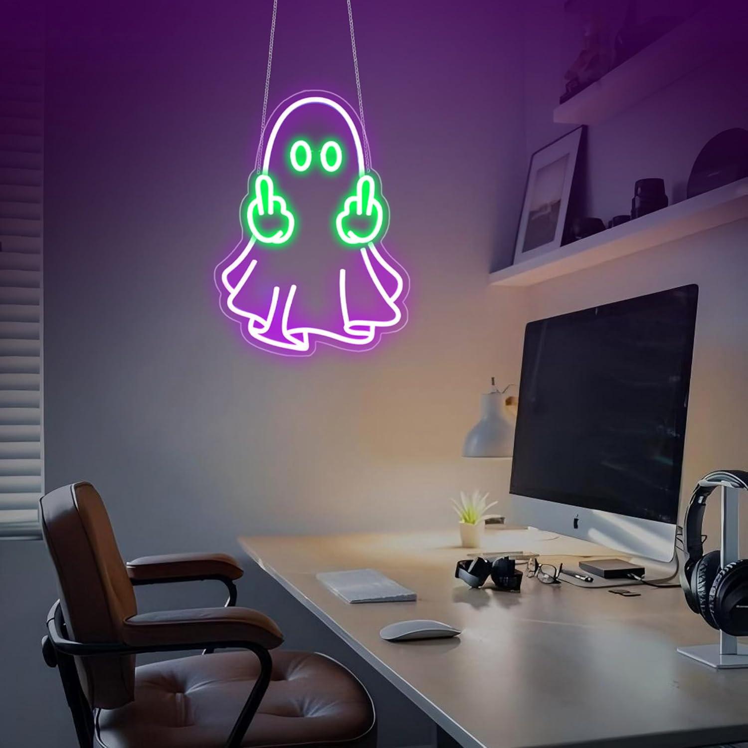 لافتة نيون على شكل شبح تعمل با - مراجعة Home Decor Shop وسعره