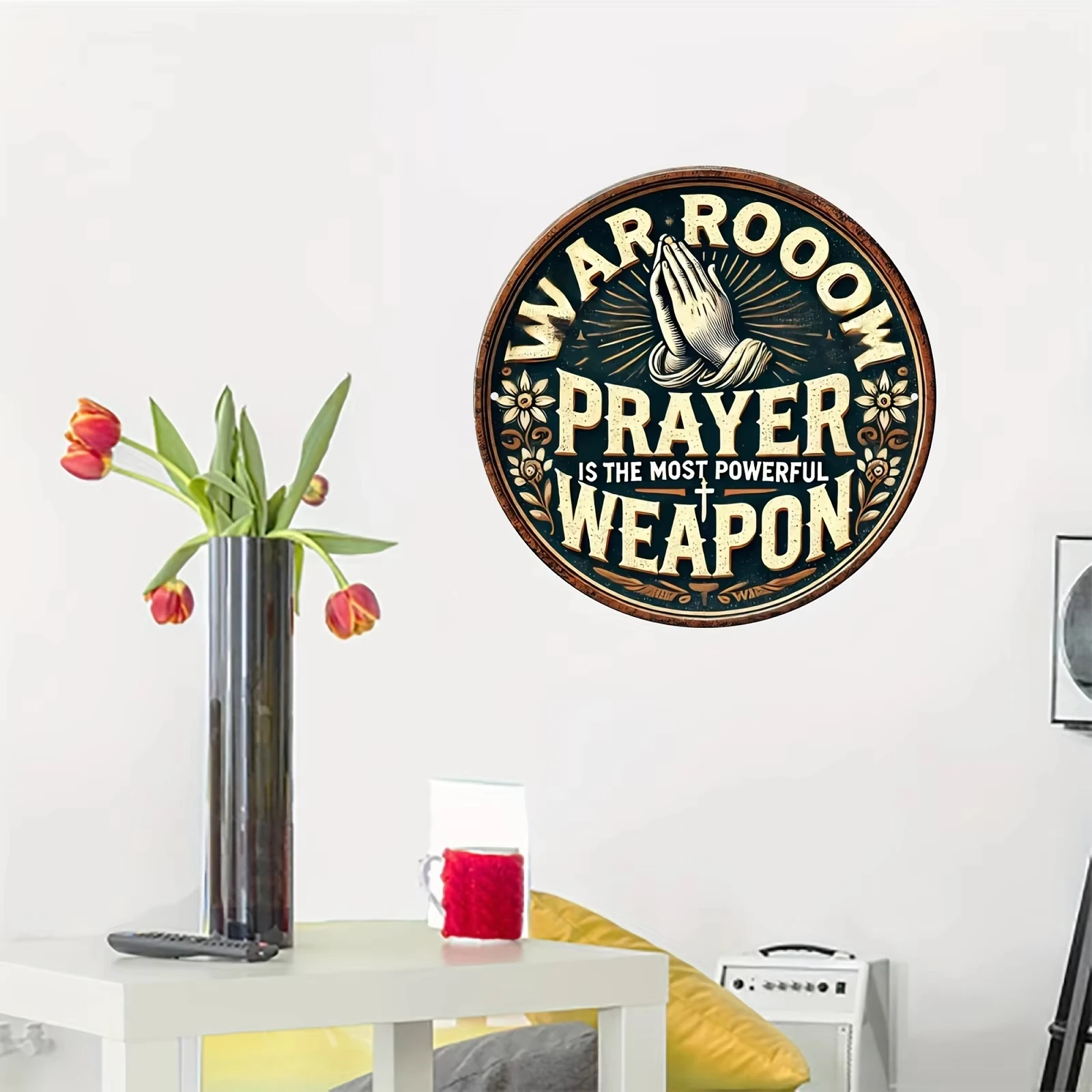 شعار خشبي مستدير عتيق-_صلاة غر - مراجعة Home Decor Logo Design وسعره