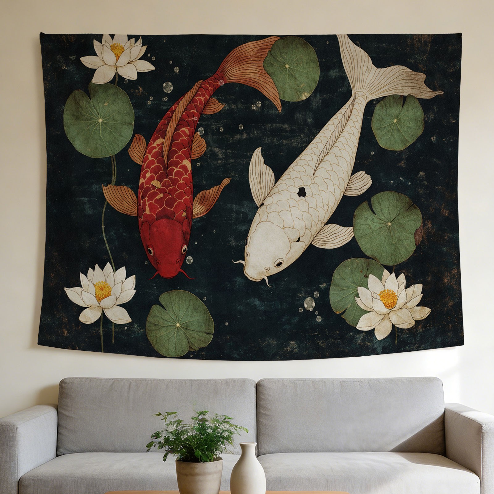 لوحة جدارية فاخرة بتصميم سمكة  - مراجعة Home Decor Japandi Style وسعره