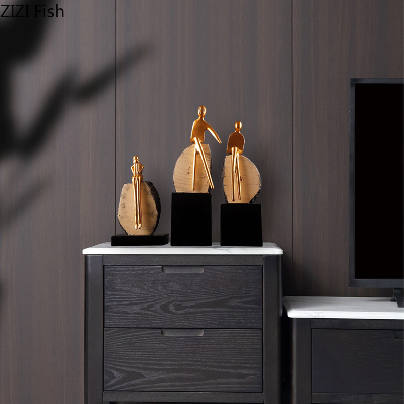 الذهبي مجردة أرقام تمثال مكتب  - مراجعة Abstract Sculpture Resin وسعره
