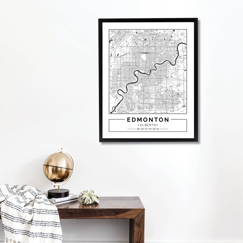 إدمونتون ألبيرتا خريطة أسود أب - مراجعة Home Decor Canada وسعره