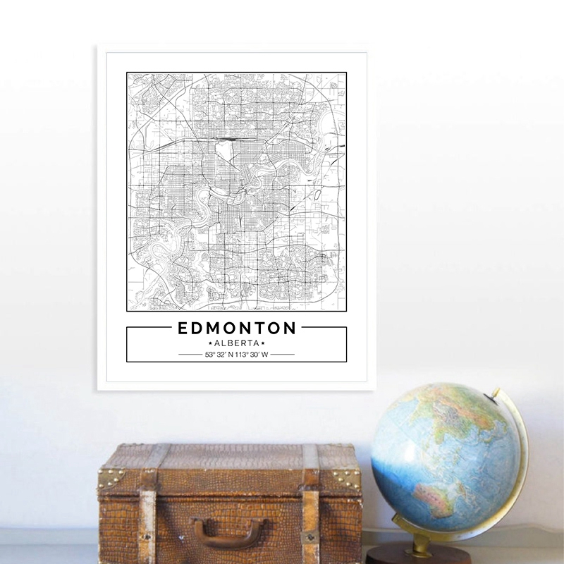 إدمونتون ألبيرتا خريطة أسود أب - مراجعة Home Decor Canada وسعره
